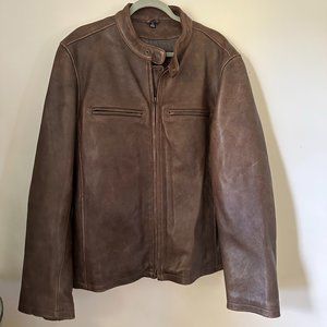Whet Blu Men's Brown Leather Moto Jacket